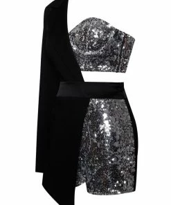 Bellabarnett One Sleeve Blazer Romper - Silver