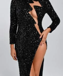 Bellabarnett CLOTHING Rebeka Sequin Slit Maxi Dress