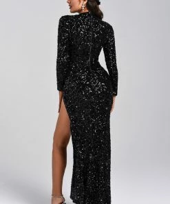 Bellabarnett CLOTHING Rebeka Sequin Slit Maxi Dress