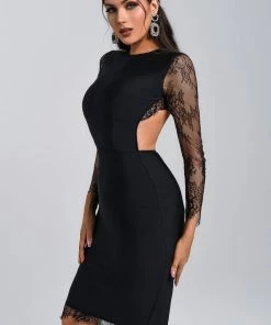 Bellabarnett Enrica Lace Backless Midi Bandage Dress