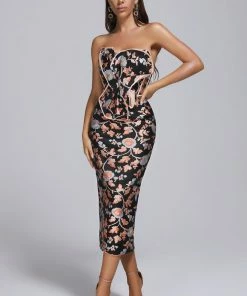 Bellabarnett CLOTHING Braided Jacquard Midi Dress