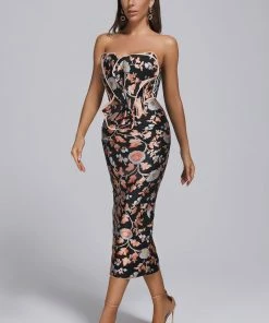 Bellabarnett CLOTHING Braided Jacquard Midi Dress