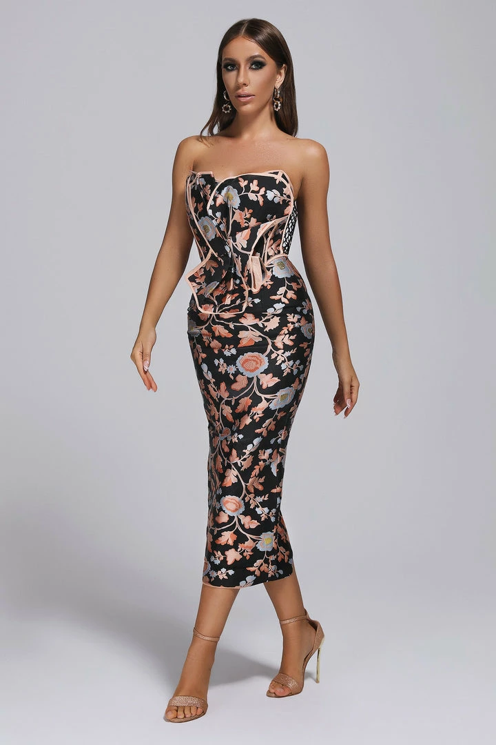 Bellabarnett CLOTHING Braided Jacquard Midi Dress