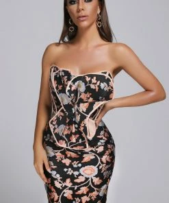 Bellabarnett CLOTHING Braided Jacquard Midi Dress