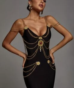 Bellabarnett Sakina Metal Embellishment Maxi Dress CLOTHING