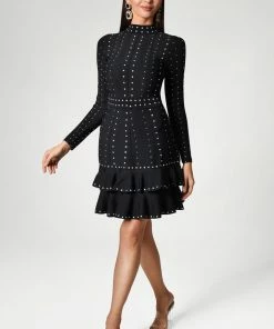Bellabarnett CLOTHING Fareeshah Long Sleeve Black Mini Dress