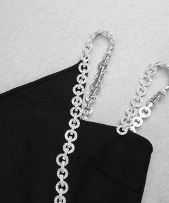 Bellabarnett Mimia One Shoulder Chain Mini Cocktail Dress CLOTHING