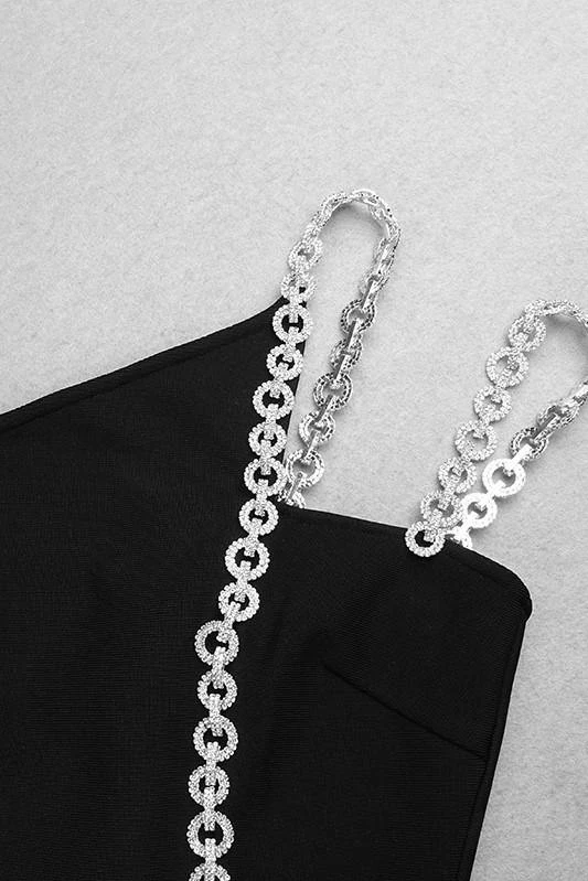 Bellabarnett Mimia One Shoulder Chain Mini Cocktail Dress CLOTHING