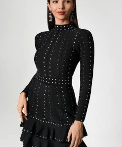 Bellabarnett CLOTHING Fareeshah Long Sleeve Black Mini Dress