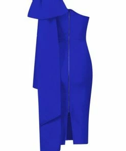 Bellabarnett CLOTHING Abbey Blue One Shoulder Bandage Dress