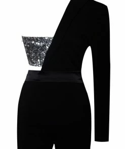 Bellabarnett One Sleeve Blazer Romper - Silver