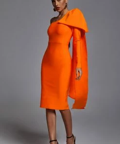 Bellabarnett Abbey Orange One Shoulder Bandage Dress