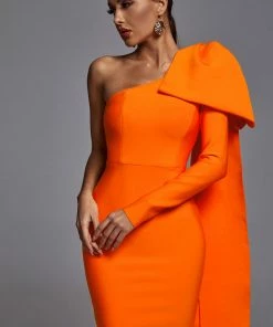 Bellabarnett Abbey Orange One Shoulder Bandage Dress