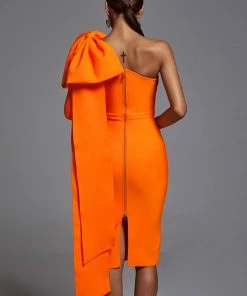 Bellabarnett Abbey Orange One Shoulder Bandage Dress