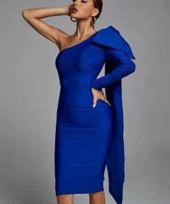 Bellabarnett CLOTHING Abbey Blue One Shoulder Bandage Dress