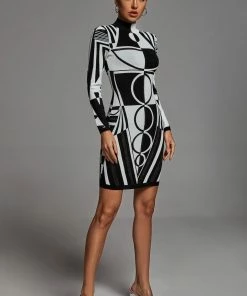 Preorder Slama Long Sleeve Bandage Dress - Black