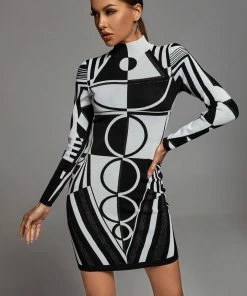 Preorder Slama Long Sleeve Bandage Dress - Black