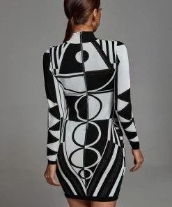 Preorder Slama Long Sleeve Bandage Dress - Black