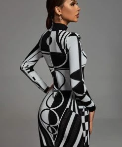 Preorder Slama Long Sleeve Bandage Dress - Black