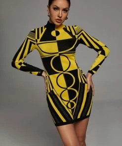 Preorder Slama Long Sleeve Bandage Dress - Yellow