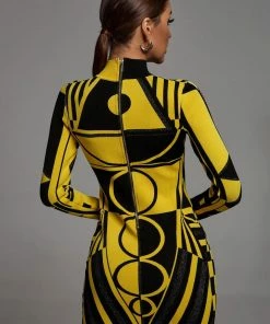 Preorder Slama Long Sleeve Bandage Dress - Yellow
