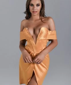 Bellabarnett CLOTHING Alexa Off Shoulder Corset Mini Dress - Yellow
