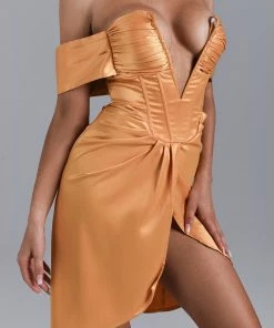 Bellabarnett CLOTHING Alexa Off Shoulder Corset Mini Dress - Yellow