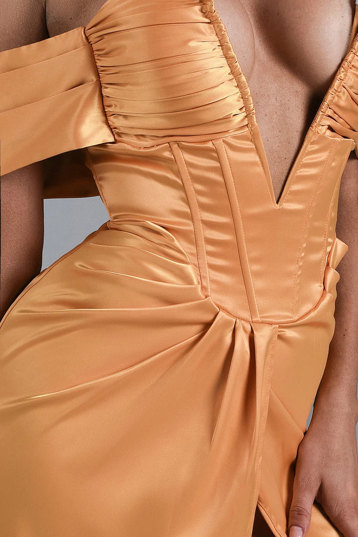 Bellabarnett CLOTHING Alexa Off Shoulder Corset Mini Dress - Yellow