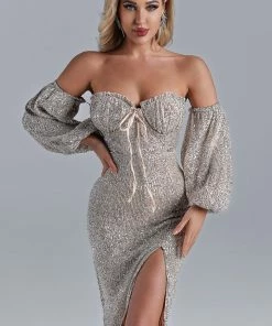 Bellabarnett Annabel Off Shoulder Sequin Midi Dress