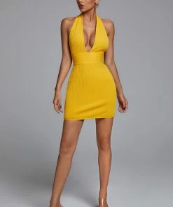 Bellabarnett Emmet Tangerine Bandage Mini Dress