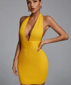 Bellabarnett Emmet Tangerine Bandage Mini Dress