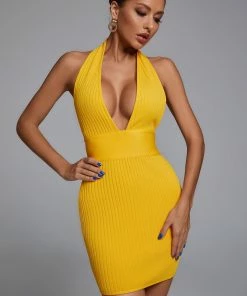 Bellabarnett Emmet Tangerine Bandage Mini Dress