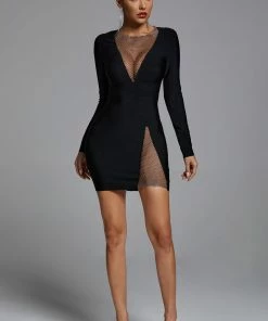 Bellabarnett CLOTHING Ela V Neck Mesh Mini Dress