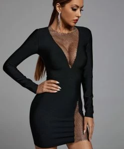 Bellabarnett CLOTHING Ela V Neck Mesh Mini Dress