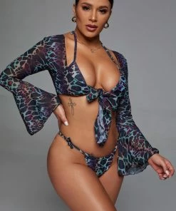 Bellabarnett Brigitta Leopard Three Pieces Bikini Set CLOTHING