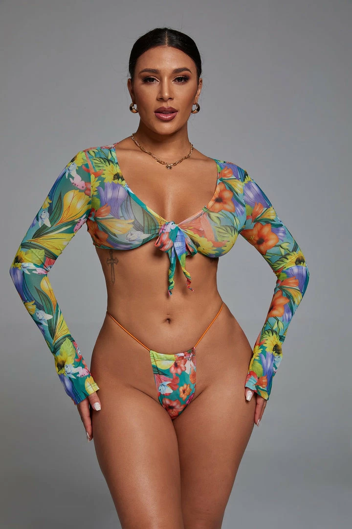 Bellabarnett Carly Mesh Three Piece Set - Green CLOTHING