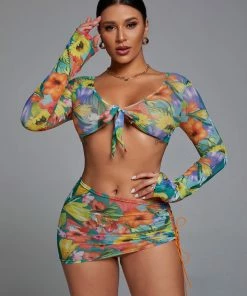 Bellabarnett Carly Mesh Three Piece Set - Green CLOTHING