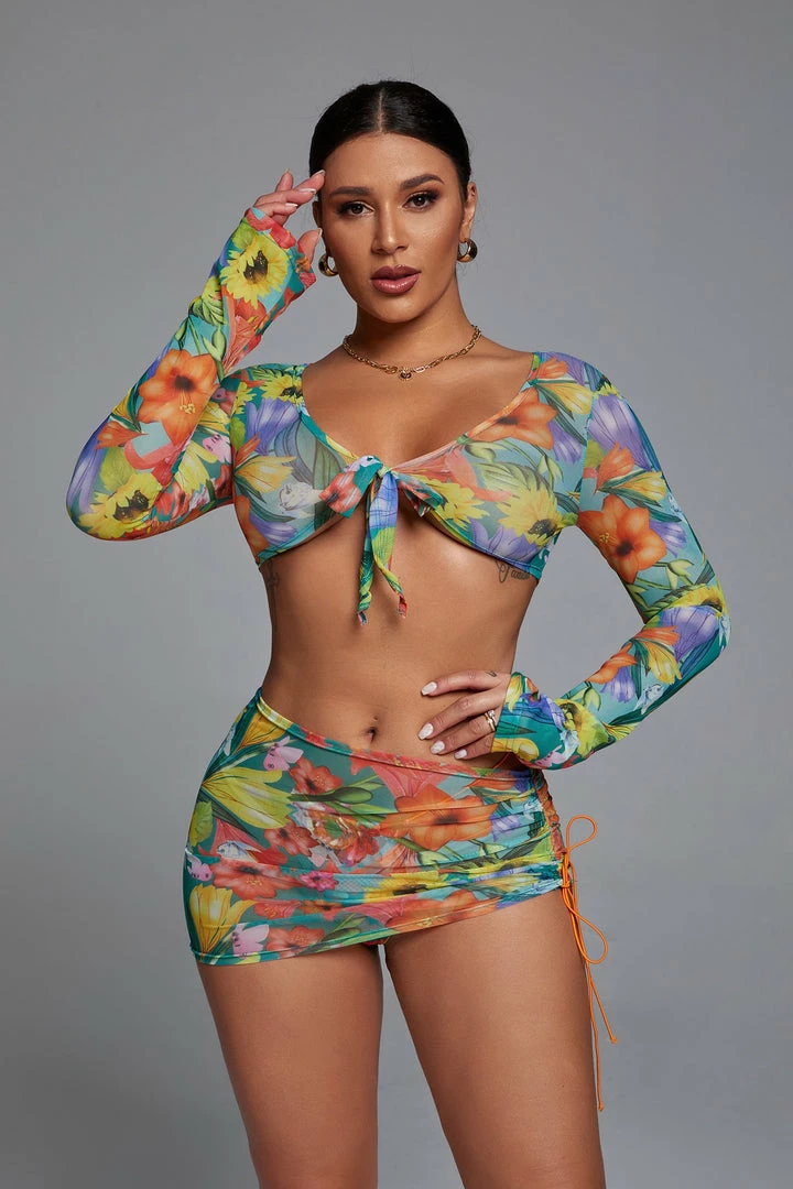 Bellabarnett Carly Mesh Three Piece Set - Green CLOTHING