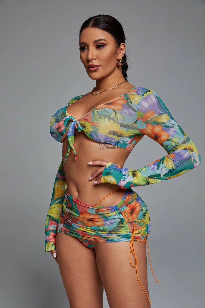 Bellabarnett Carly Mesh Three Piece Set - Green CLOTHING