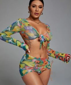 Bellabarnett Carly Mesh Three Piece Set - Green CLOTHING