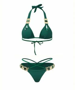 Bellabarnett CLOTHING Crystal Diamond Bikini - Green