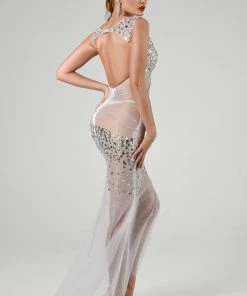 Bellabarnett CLOTHING Ditaya Mesh Diamonate Maxi Dress