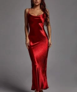 Bellabarnett CLOTHING Emily Metallic Wine Maxi Dress