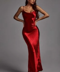 Bellabarnett CLOTHING Emily Metallic Wine Maxi Dress