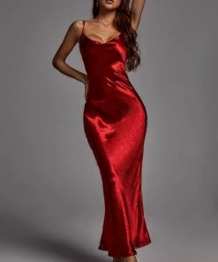 Bellabarnett CLOTHING Emily Metallic Wine Maxi Dress