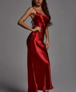 Bellabarnett CLOTHING Emily Metallic Wine Maxi Dress