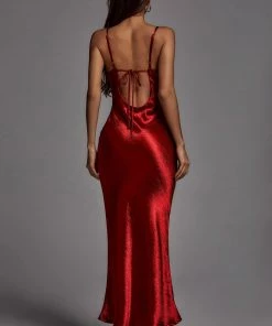 Bellabarnett CLOTHING Emily Metallic Wine Maxi Dress