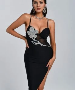 Bellabarnett Erine Diamonate Midi Bandage Dress