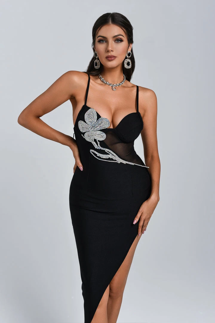Bellabarnett Erine Diamonate Midi Bandage Dress