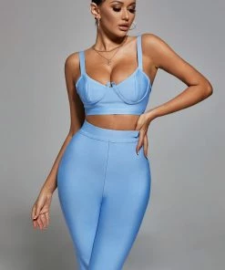 Bellabarnett Breenda Bandage Two Pieces Set - Blue CLOTHING